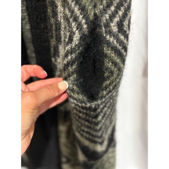 Vtg Answers By Riddles Long Cardigan Sweater Wool blend Sz L Tribal‎ Art to wear - Picture 3 of 13